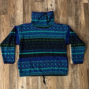 Men's Blue and Green Patterned Sweater